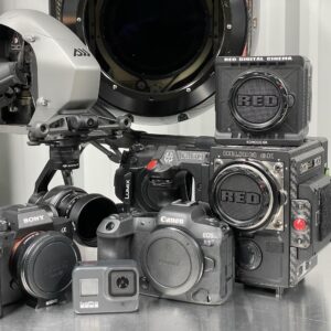 Camera and gimbal equipment staged for an aerial shoot